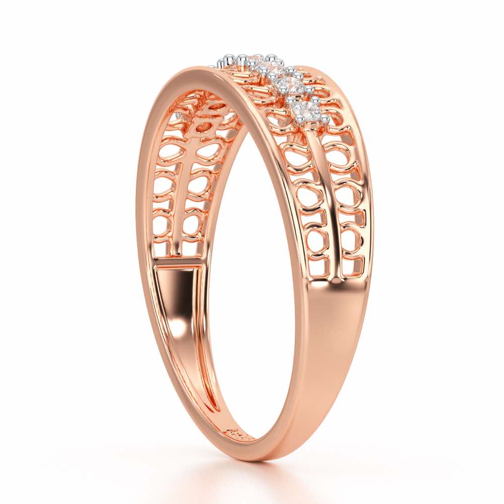 Lattice Binge Silver Ring - Rose Gold - Image 4
