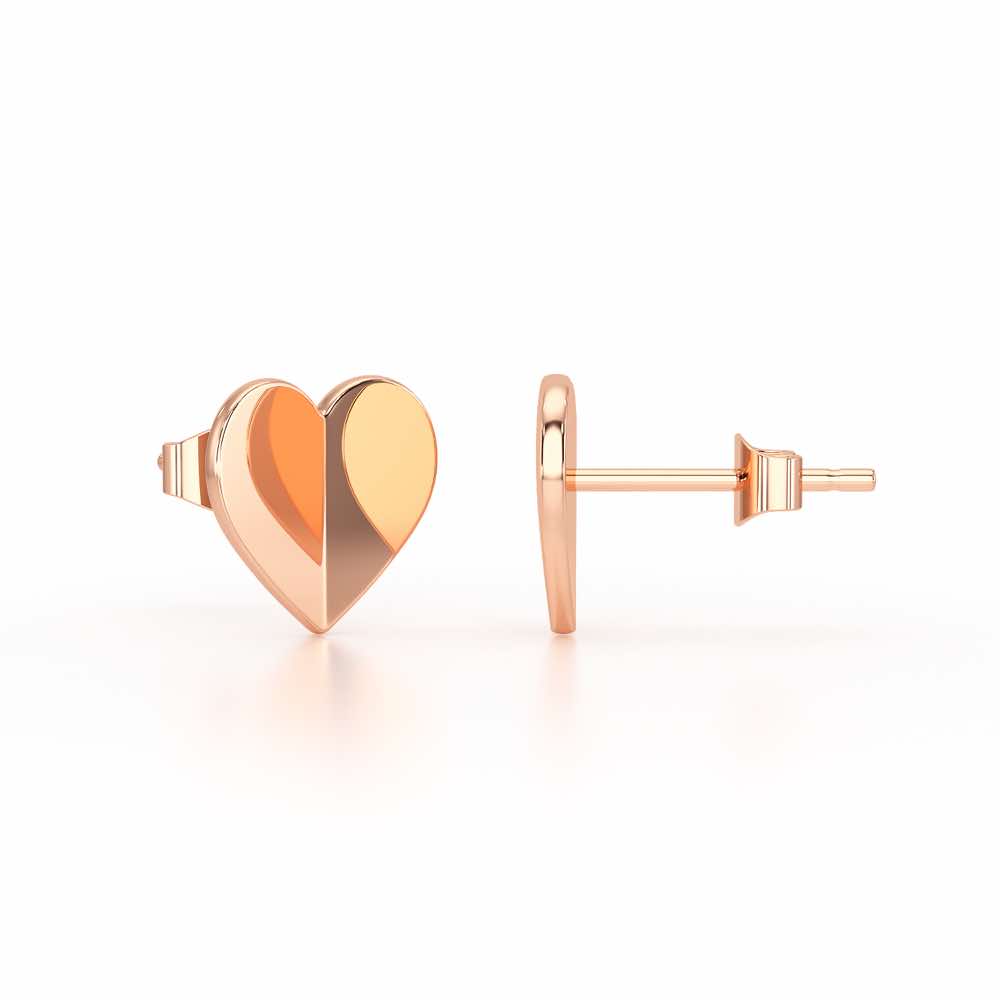 Trinket Heart Silver Earring Studs - Rose Gold - Image 4