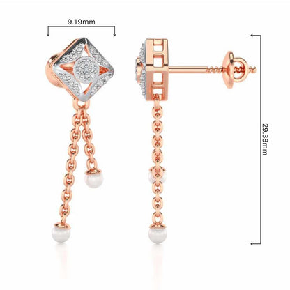 Aks Sitara Silver Dangler Earrings - Rose Gold - Image 4