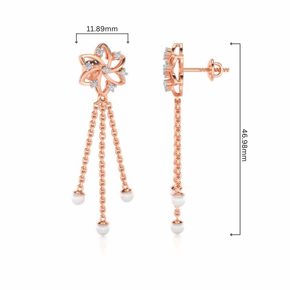 Flourish Silver Dangler Earrings - Rose Gold - Image 4