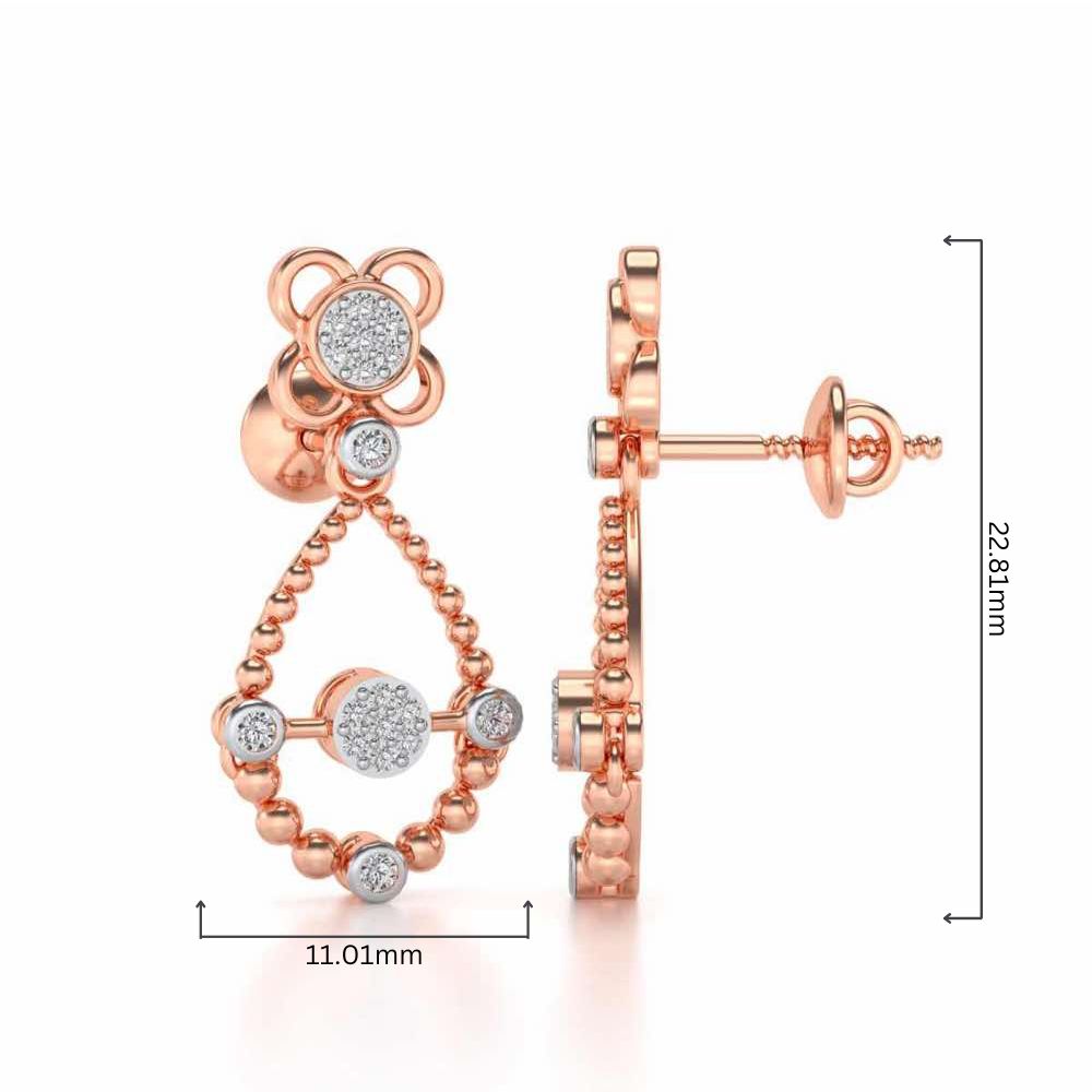 Dazzle Flower Drops Earrings - Rose Gold - Image 4