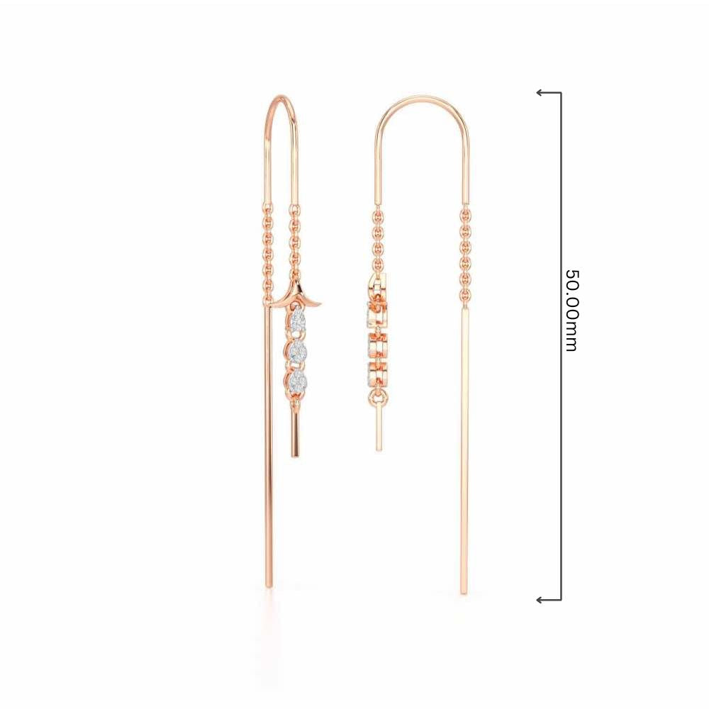 Trio-Drops Silver Dangler Earrings - Rose Gold - Image 4