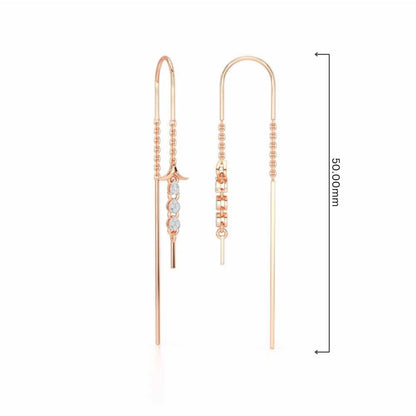 Trio-Drops Silver Dangler Earrings - Rose Gold - Image 4