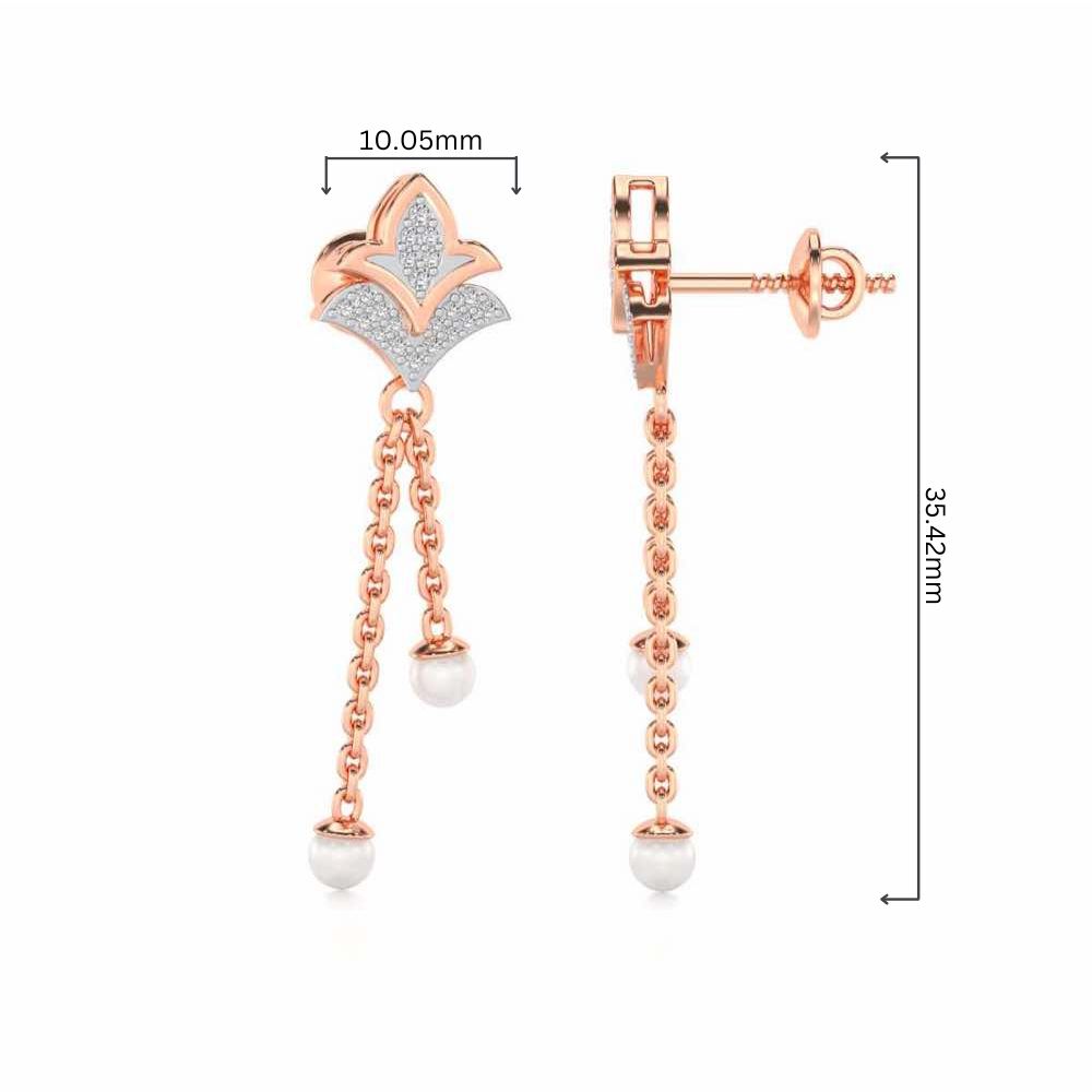 Plant Silver Dangler Earrings - Rose Gold - Image 4
