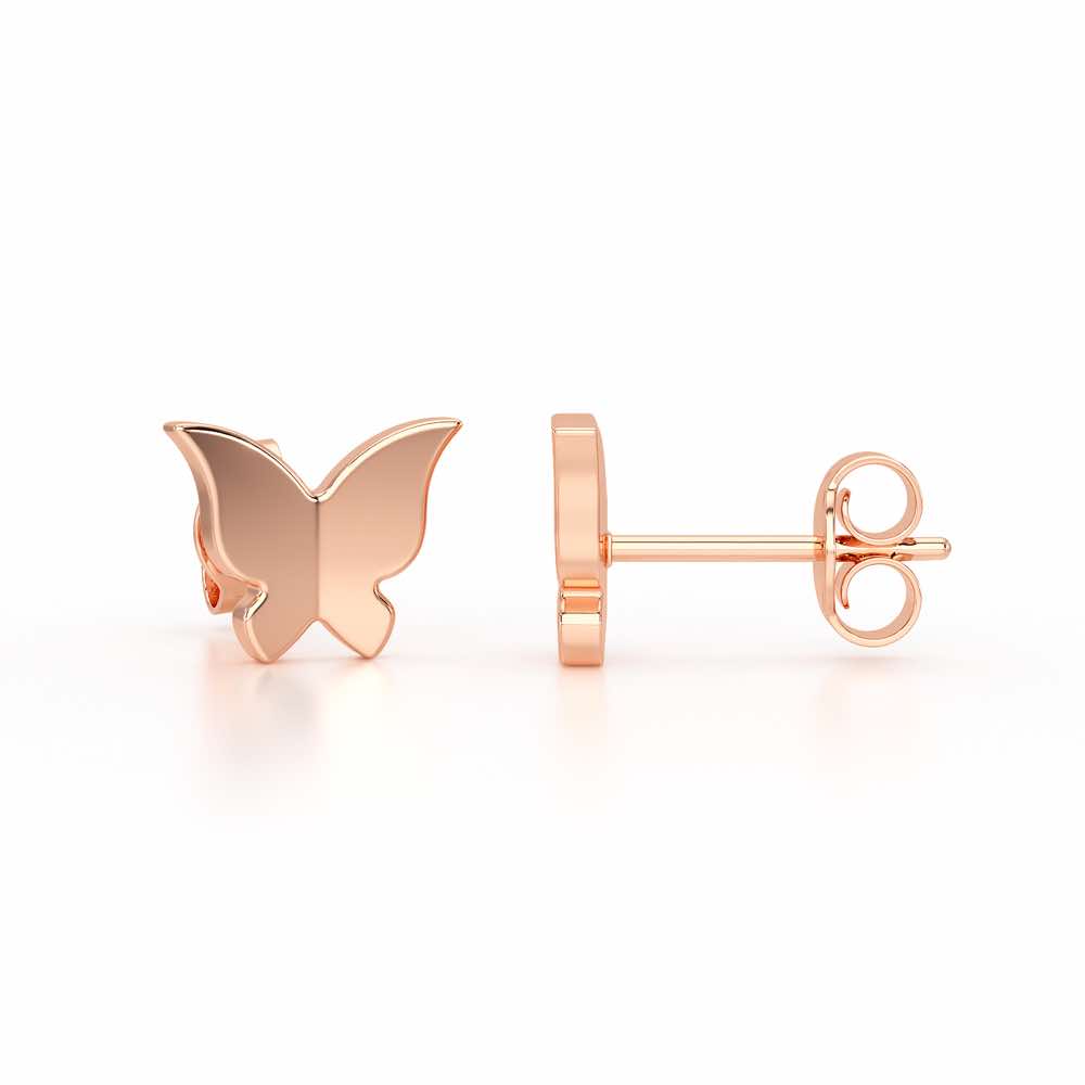 Small Butterflies Silver Earring Studs - Rose Gold - Image 4