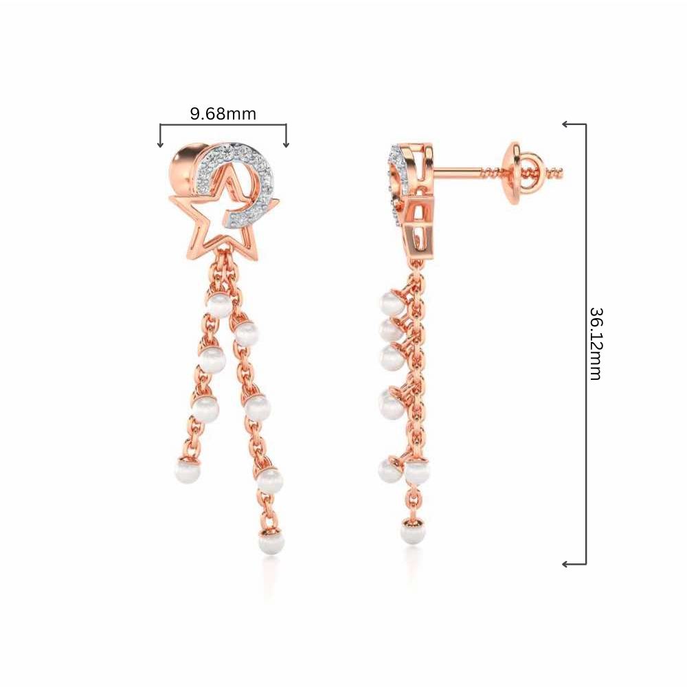 Tara Silver Dangler Earrings - Rose Gold - Image 4