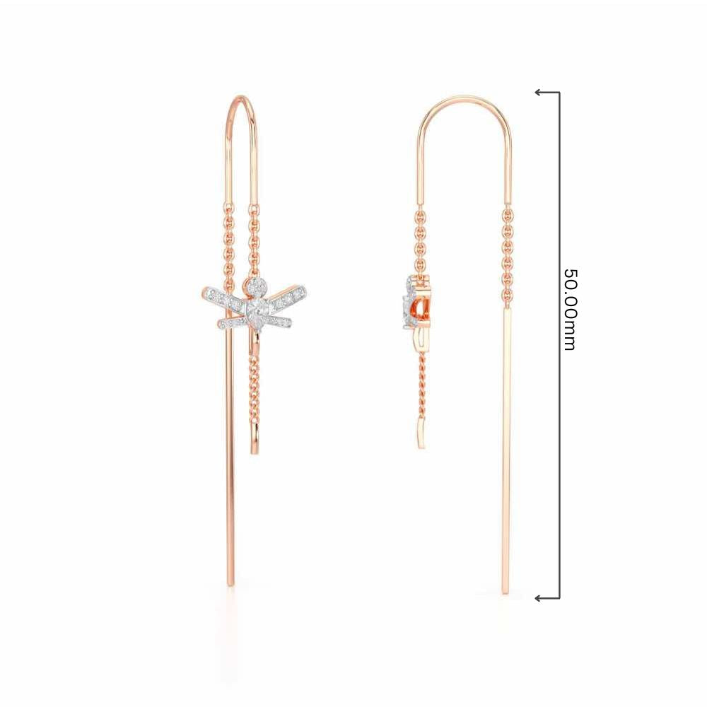 Dragonfly Silver Dangler Earrings - Rose Gold - Image 4