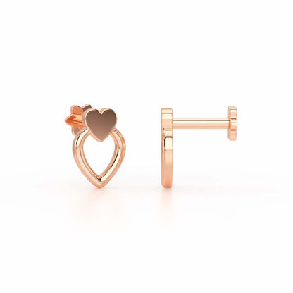 Mini Hearts Silver Earrings - Rose Gold - Image 4