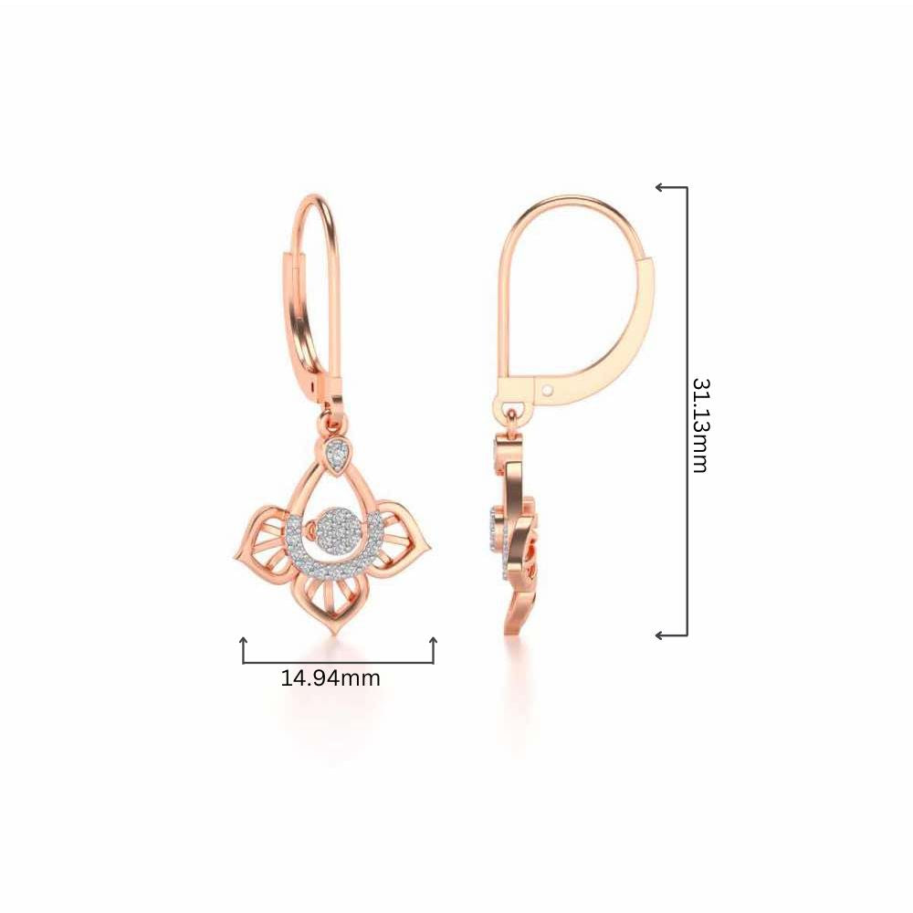 Graceful Floral Drops Earrings - Rose Gold - Image 4