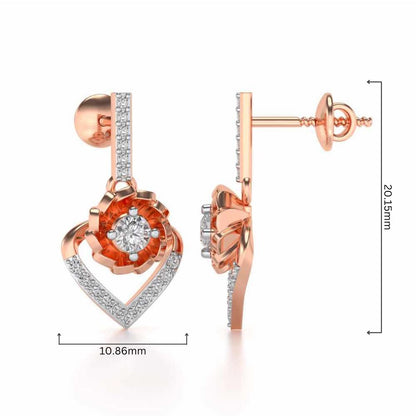 Twirl In Heart Earring Drops - Rose Gold - Image 4