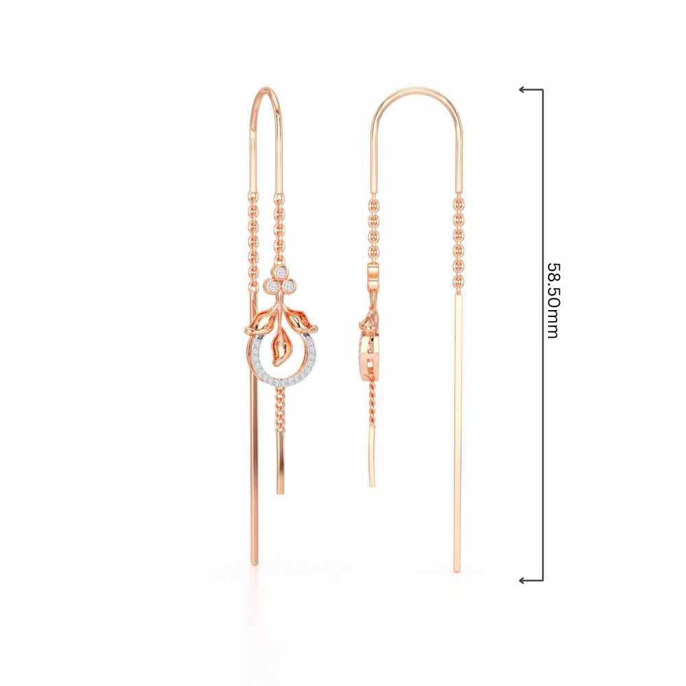 Jannat Silver Dangler Earrings - Rose Gold - Image 4