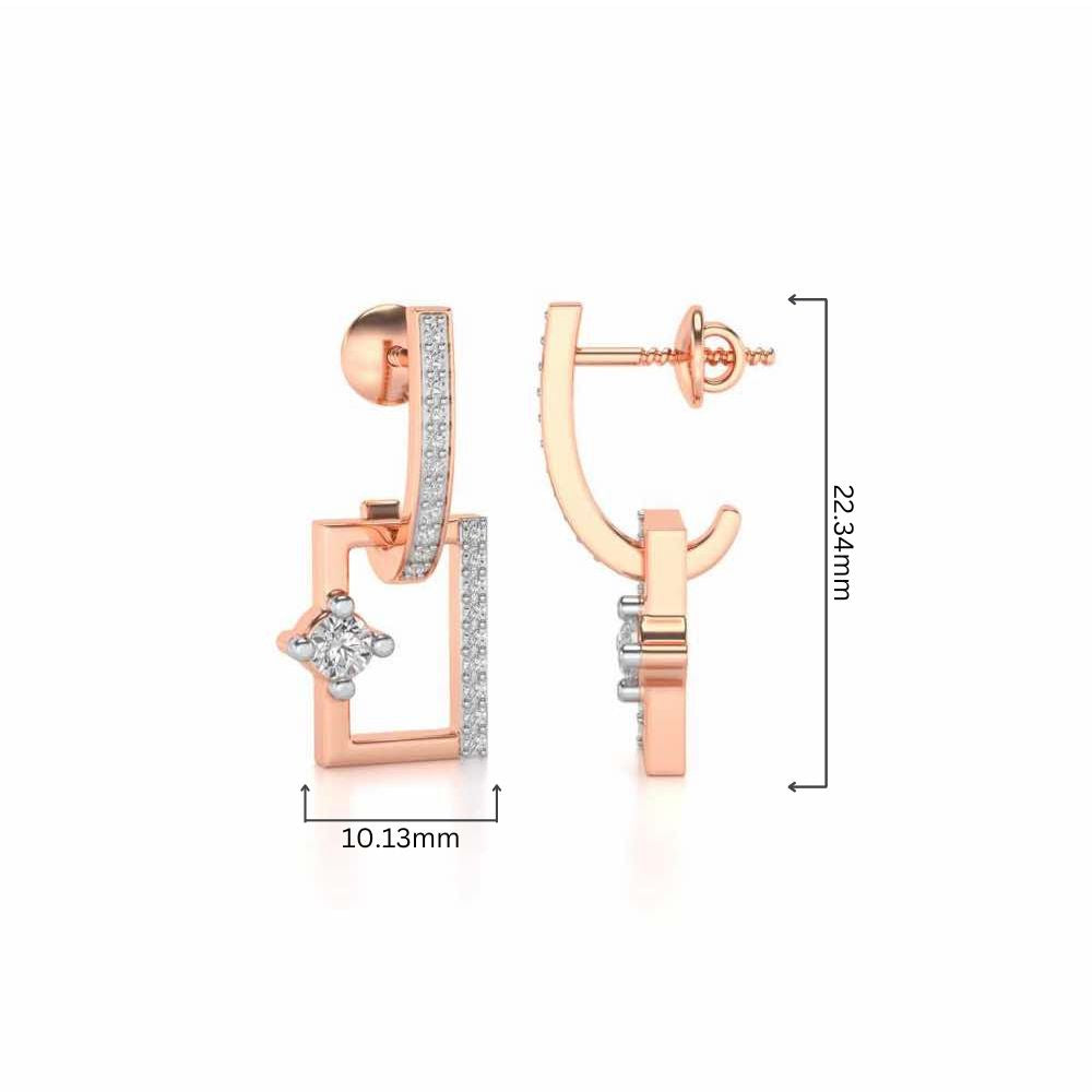 Divine Square Hanging Earrings - Rose Gold - Image 4