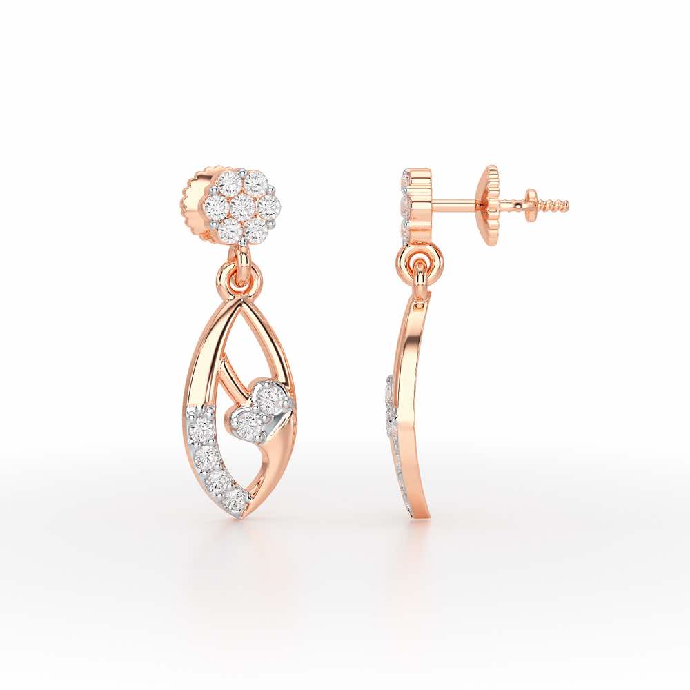 Flawless Epitome Dangler Silver Earrings - Rose Gold - Image 4