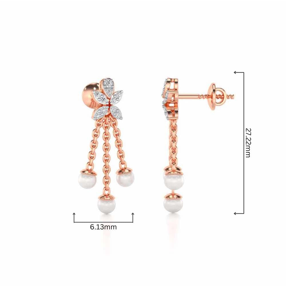 Penelope Silver Dangler Earrings - Rose Gold - Image 4