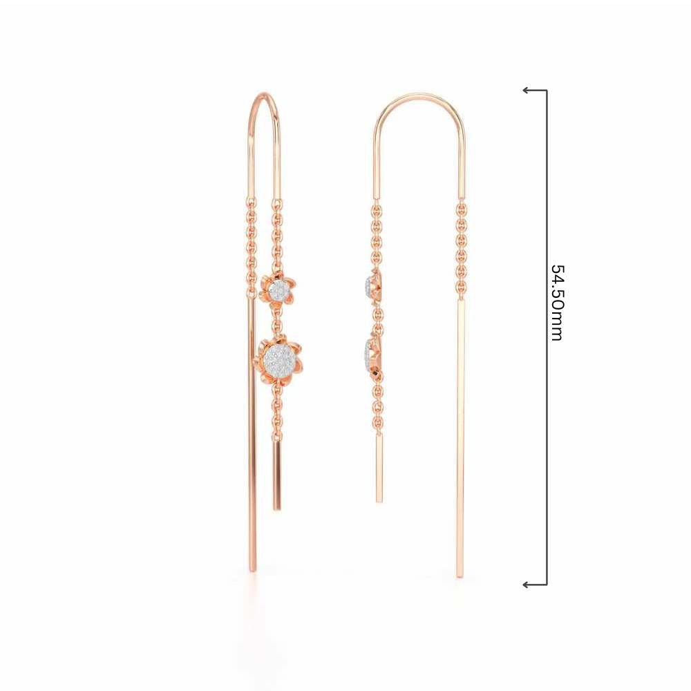 Twin Swirl Silver Dangler Earrings - Rose Gold - Image 4