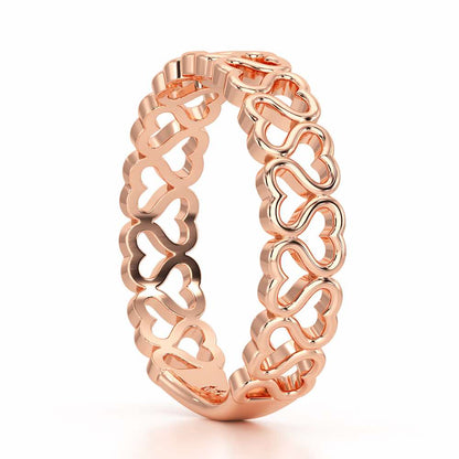 Heart Ziggle Silver Ring - Rose Gold - Image 4