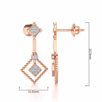 Lotus Heart Drops Earrings - Rose Gold - Image 4