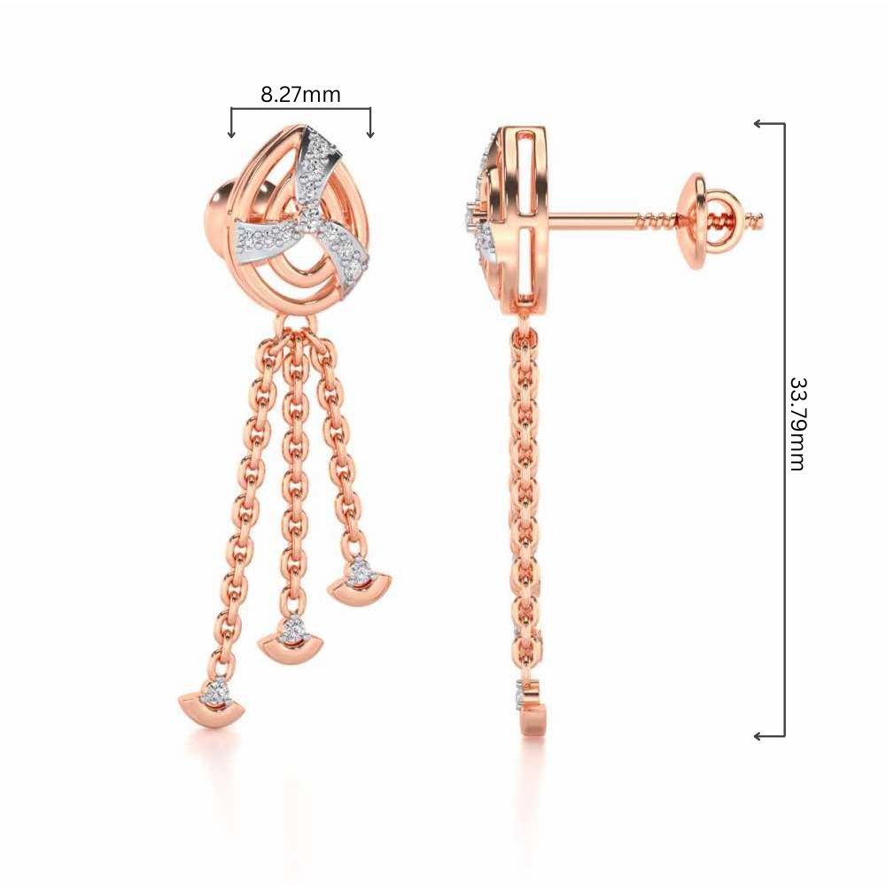 Jazz Silver Dangler Earrings - Rose Gold - Image 4