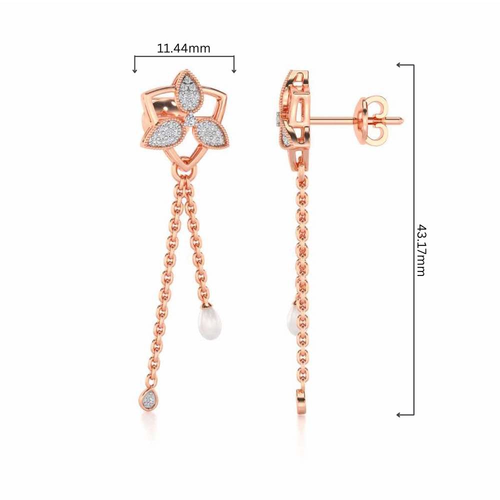 Cristy Silver Dangler Earrings - Rose Gold - Image 4
