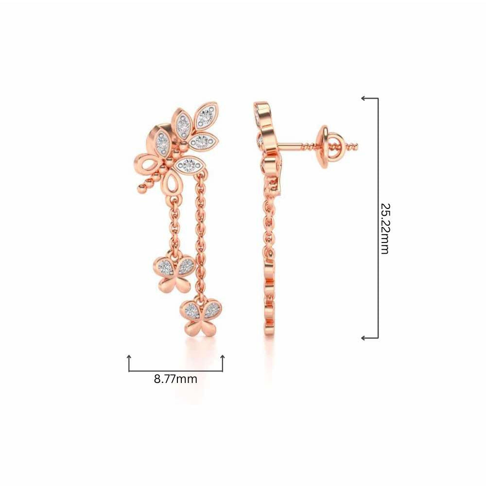 Butterfly Dangler Earrings - Rose Gold - Image 4