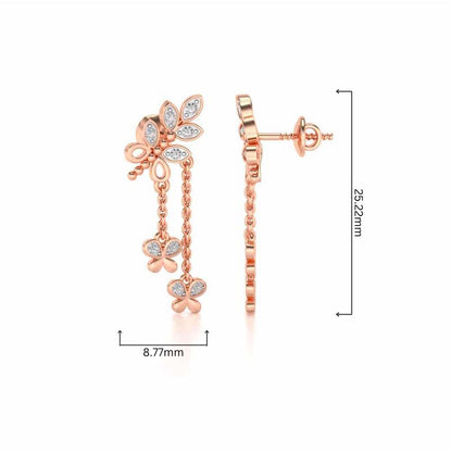 Butterfly Dangler Earrings - Rose Gold - Image 4