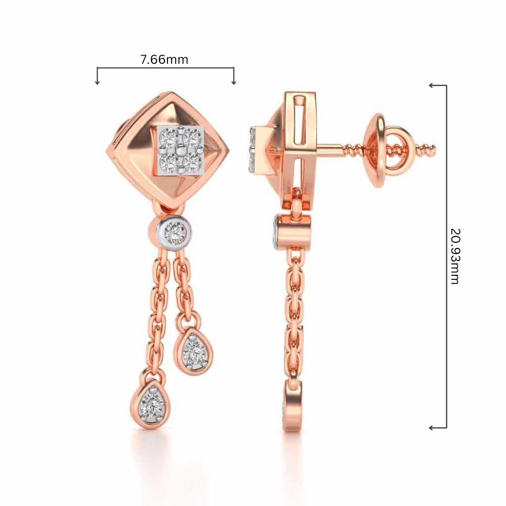 Shiny Chain Dangler Earrings - Rose Gold - Image 4