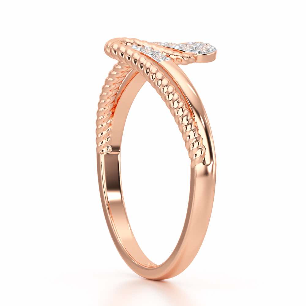 Down Wave Silver Ring - Rose Gold - Image 4