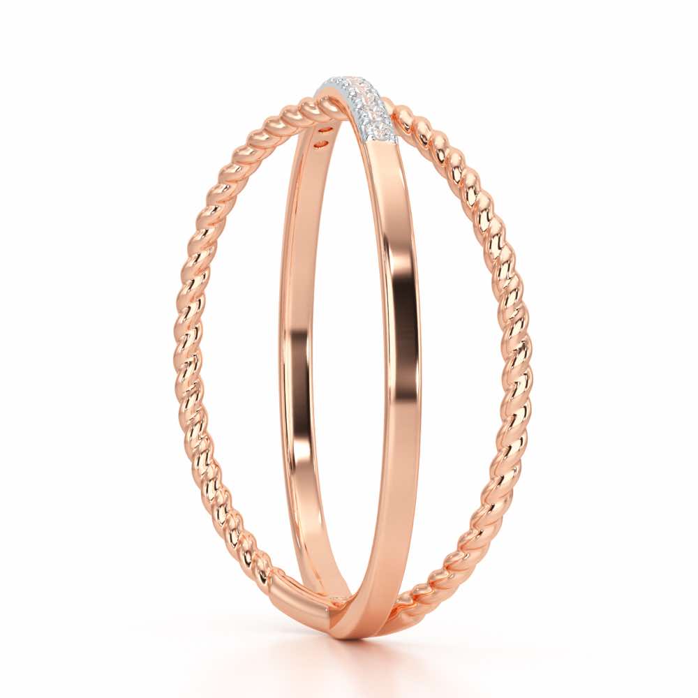 Cross Connection Silver Ring - Rose Gold - Image 4