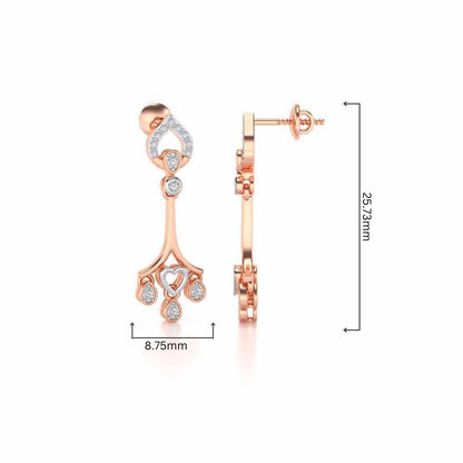 Heart Spell Drops Earrings - Rose Gold - Image 4