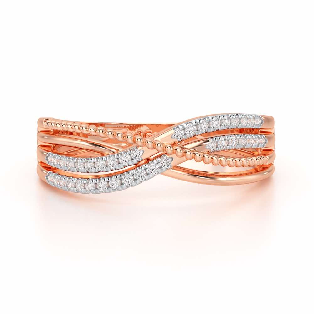 Crssing Wave Silver Ring - Rose Gold - Image 5
