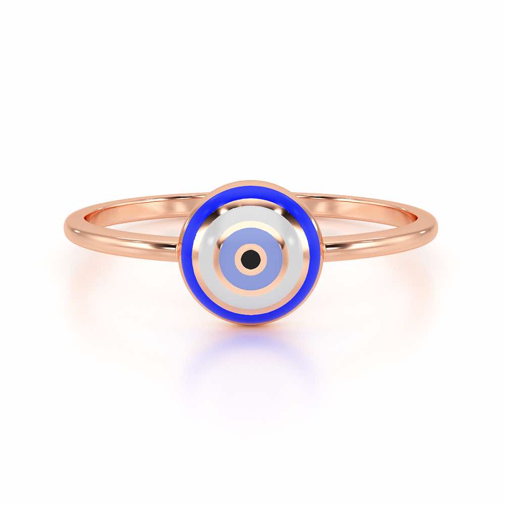 Isolde Evil Eye Silver Ring - Rose Gold - Image 5