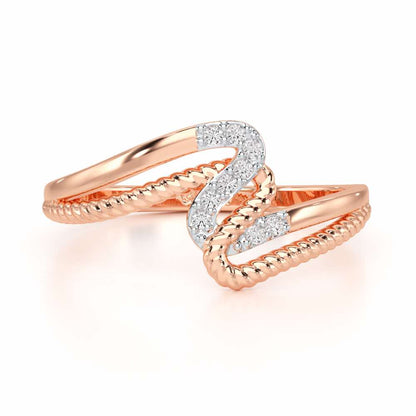 Down Wave Silver Ring - Rose Gold - Image 5