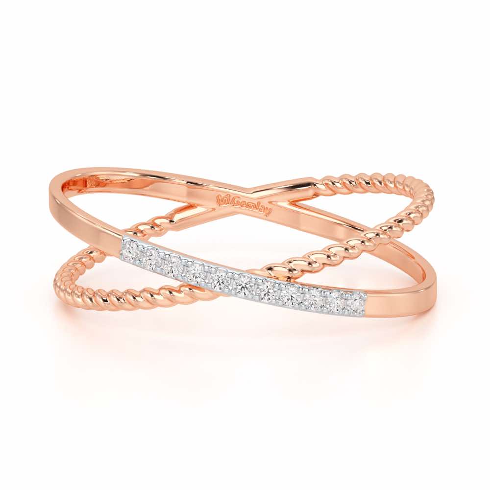 Cross Connection Silver Ring - Rose Gold - Image 5