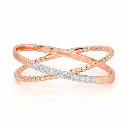 Cross Connection Silver Ring - Rose Gold - Image 5