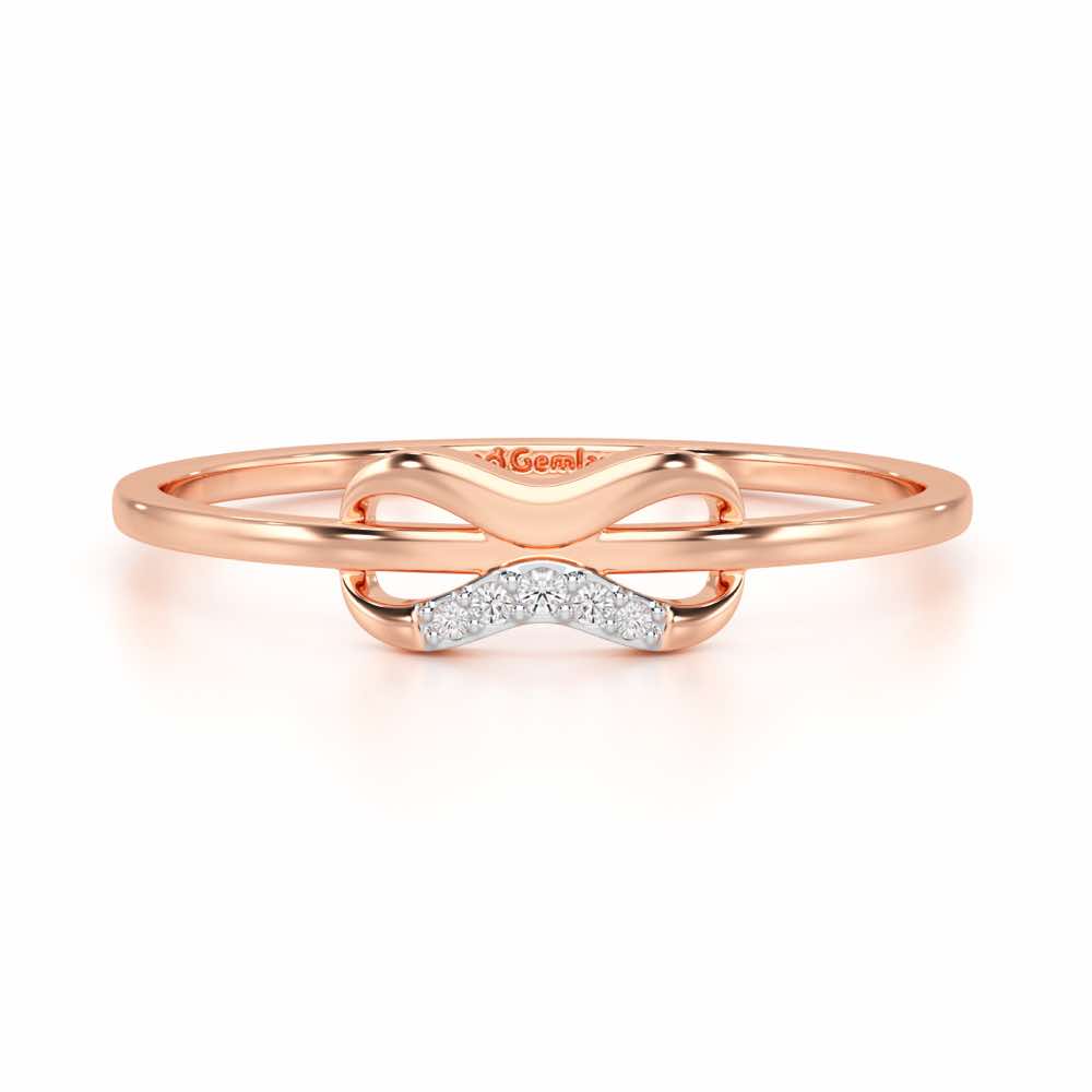 Quirky Wave Silver Ring - Rose Gold - Image 5