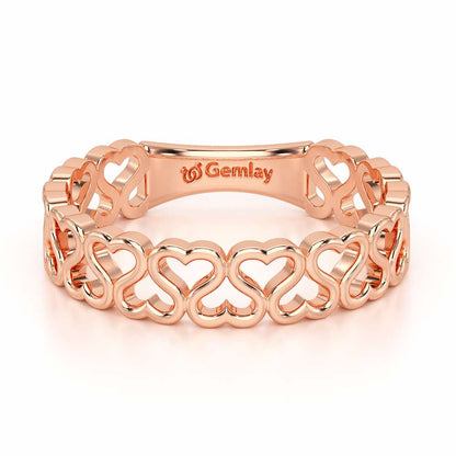 Heart Ziggle Silver Ring - Rose Gold - Image 5
