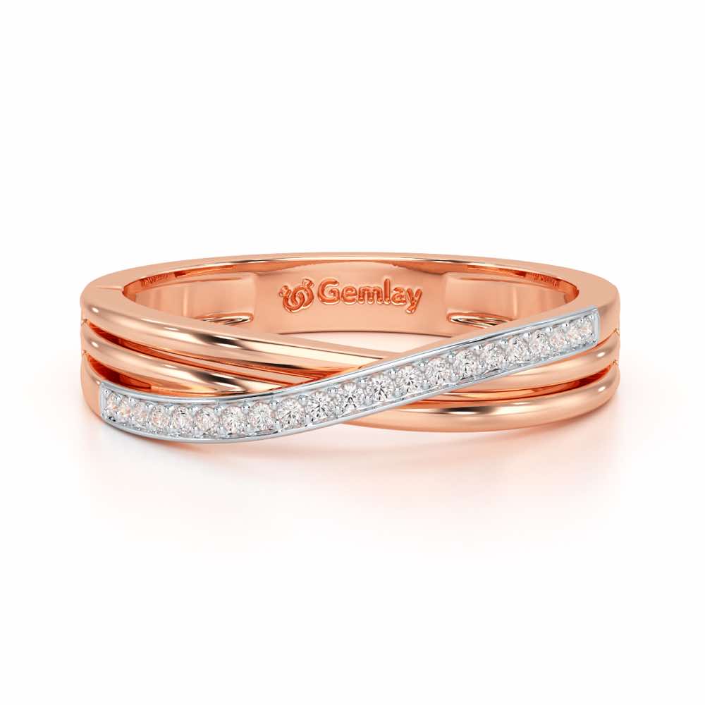 Three Crossing Silver Ring - Rose Gold - Image 5