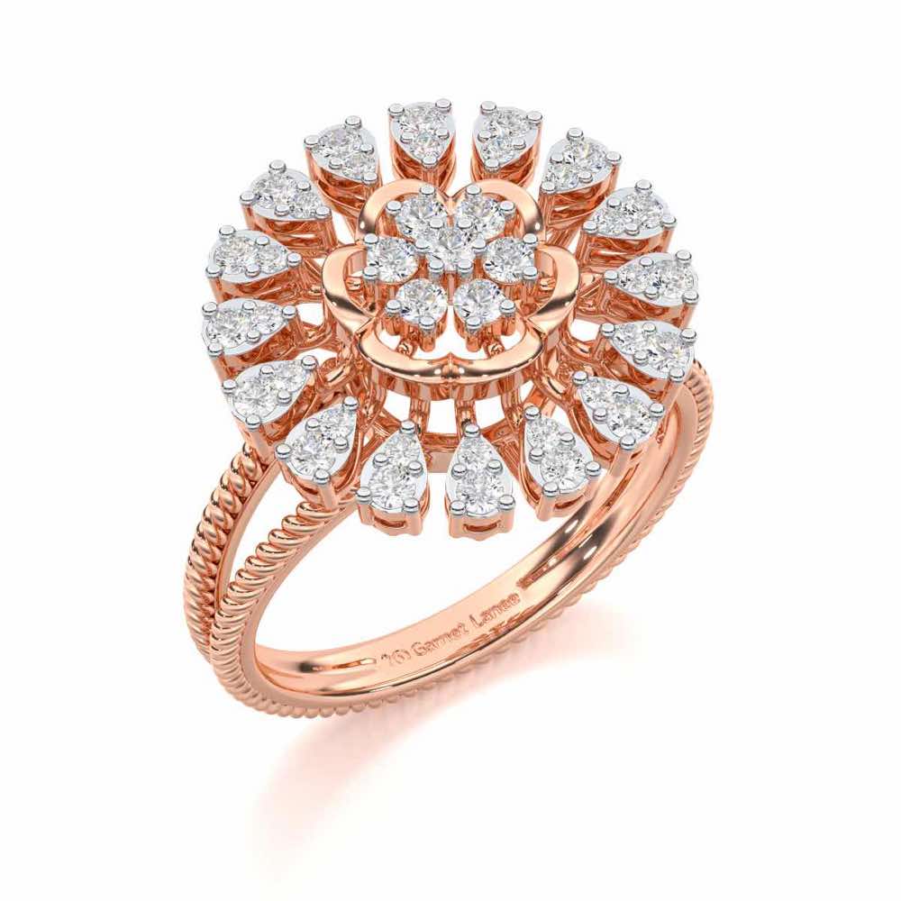 Radiant Bloom Silver Ring - Rose Gold - Image 1