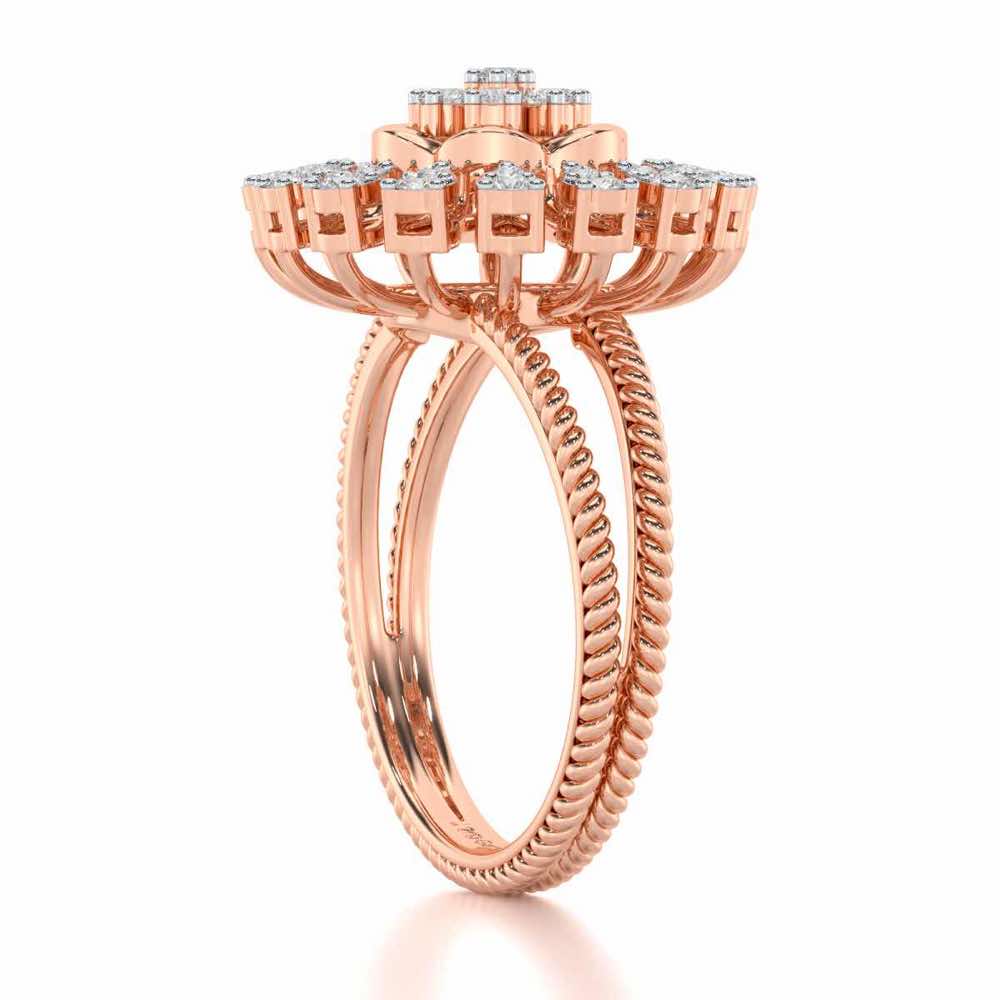 Radiant Bloom Silver Ring - Rose Gold - Image 3