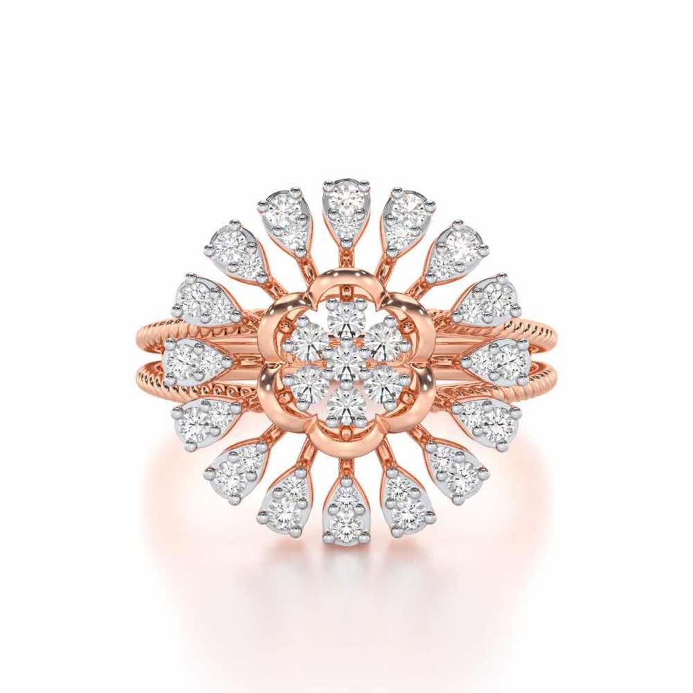 Radiant Bloom Silver Ring - Rose Gold - Image 4
