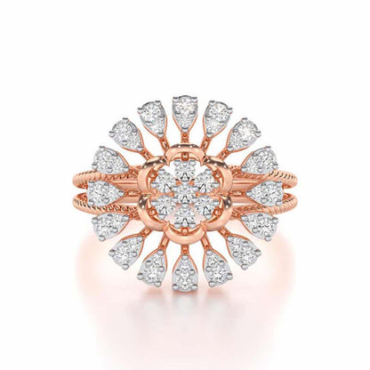 Radiant Bloom Silver Ring - Rose Gold - Image 4