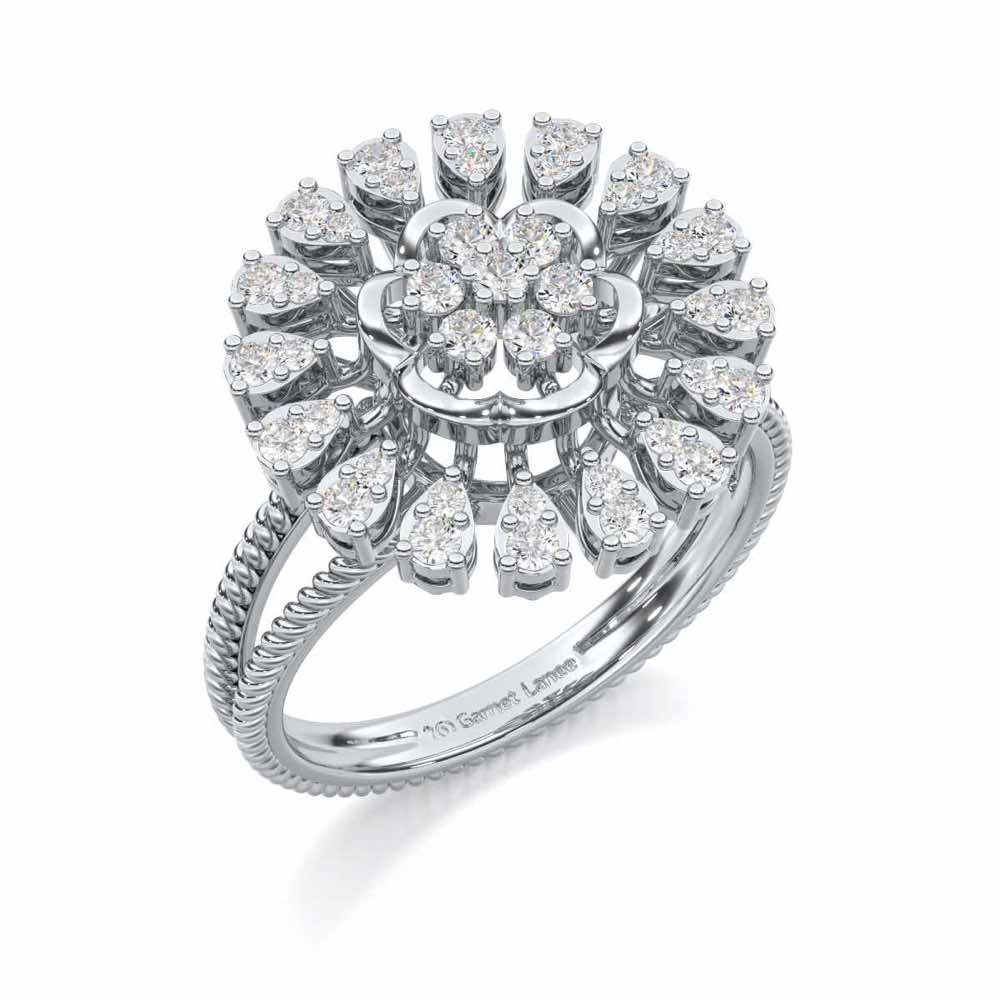 Radiant Bloom Silver Ring - White Gold - Image 1