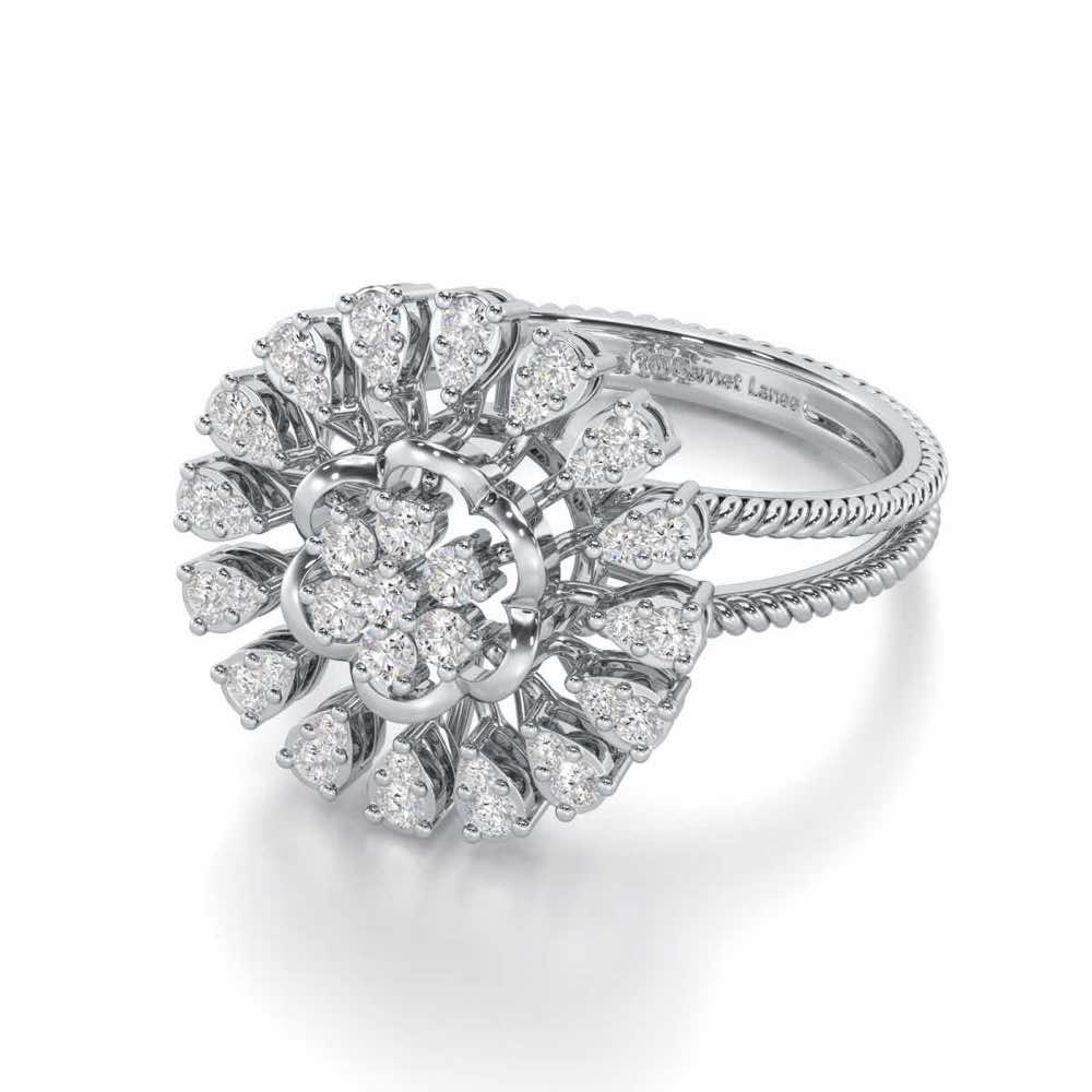 Radiant Bloom Silver Ring - White Gold - Image 2