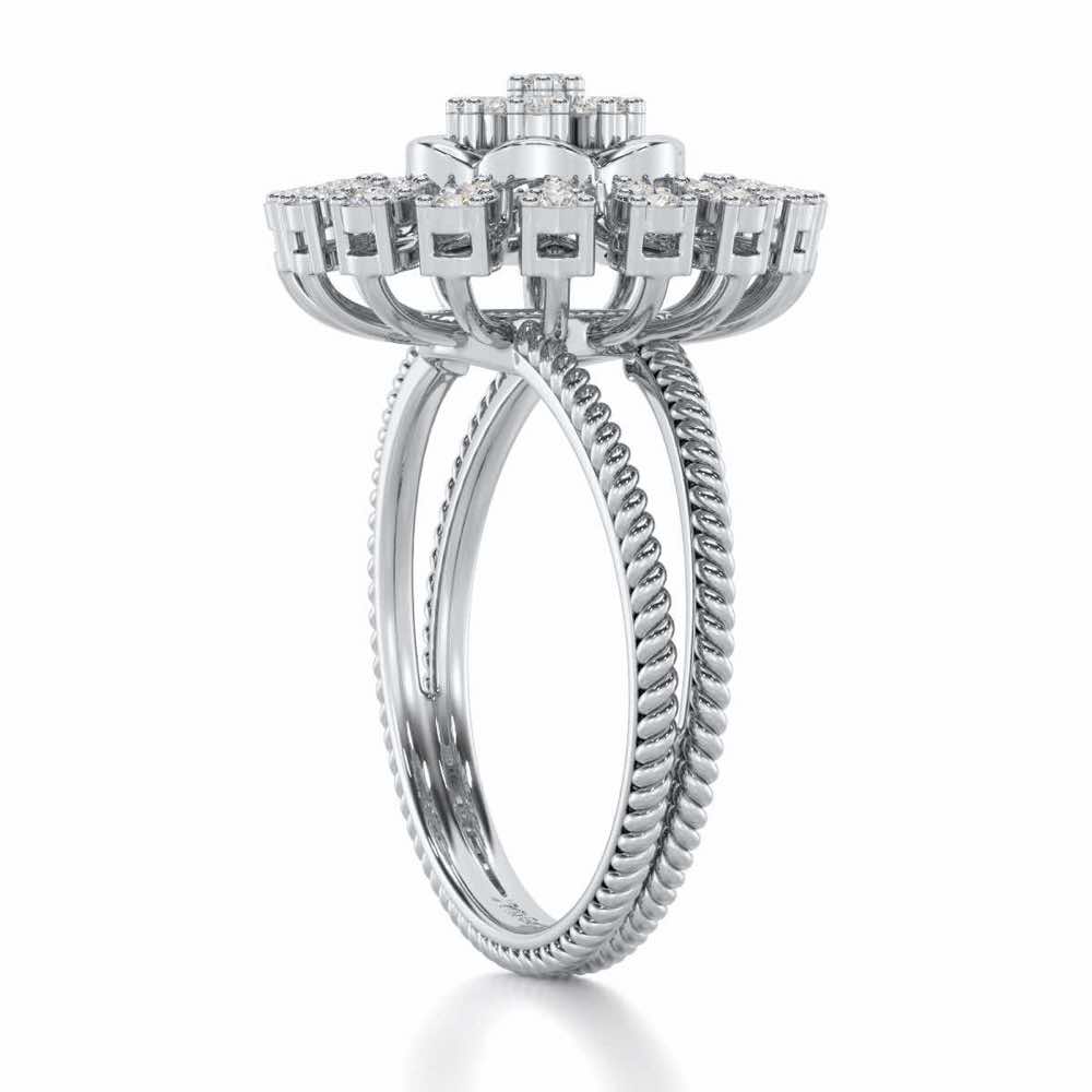 Radiant Bloom Silver Ring - White Gold - Image 3