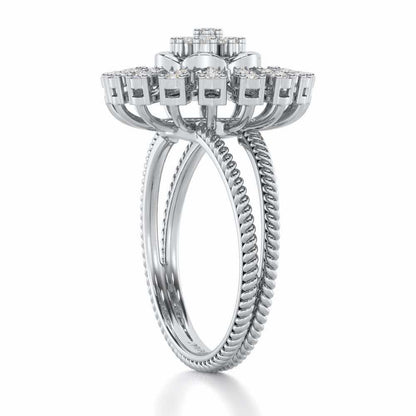 Radiant Bloom Silver Ring - White Gold - Image 3