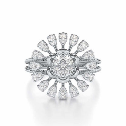 Radiant Bloom Silver Ring - White Gold - Image 4