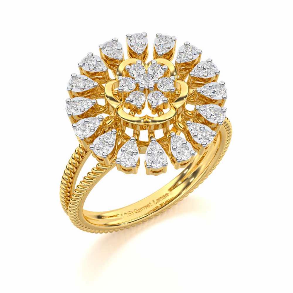 Radiant Bloom Silver Ring - Yellow Gold - Image 1