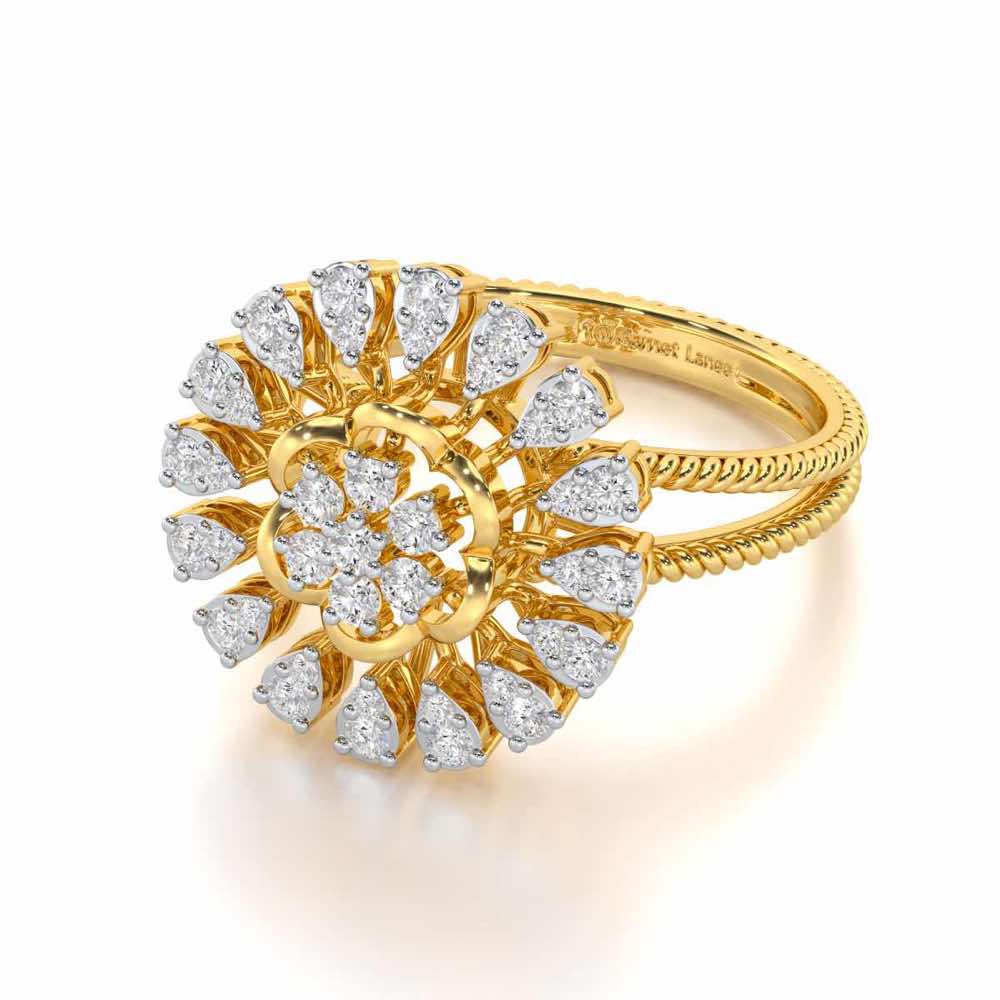 Radiant Bloom Silver Ring - Yellow Gold - Image 2