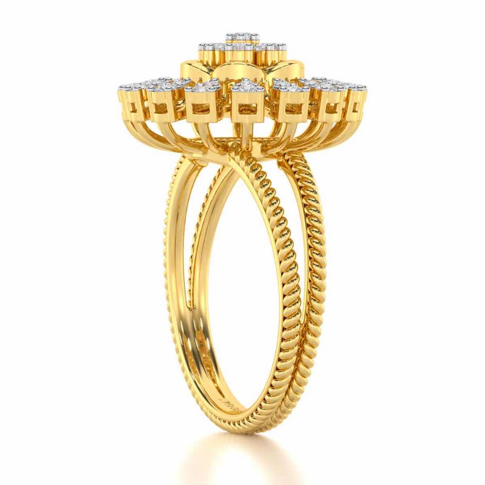 Radiant Bloom Silver Ring - Yellow Gold - Image 3