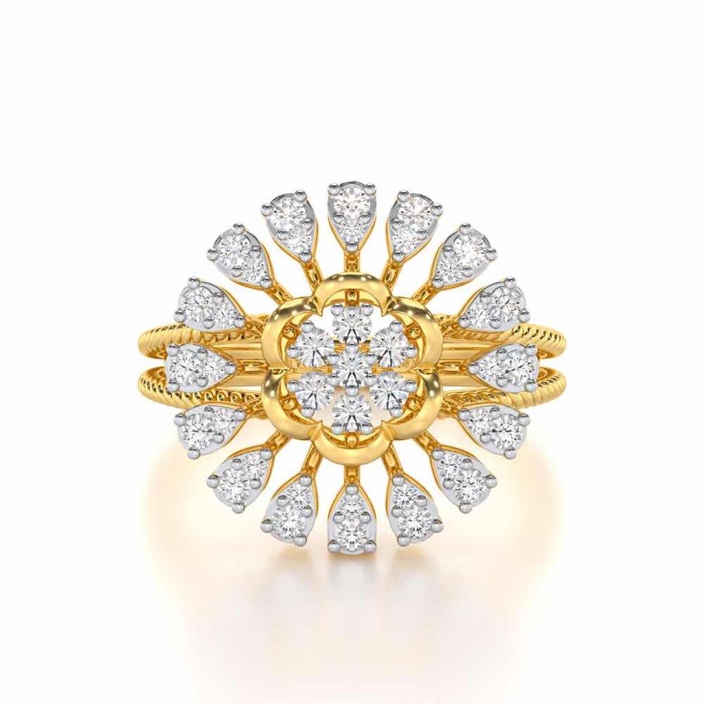 Radiant Bloom Silver Ring - Yellow Gold - Image 4